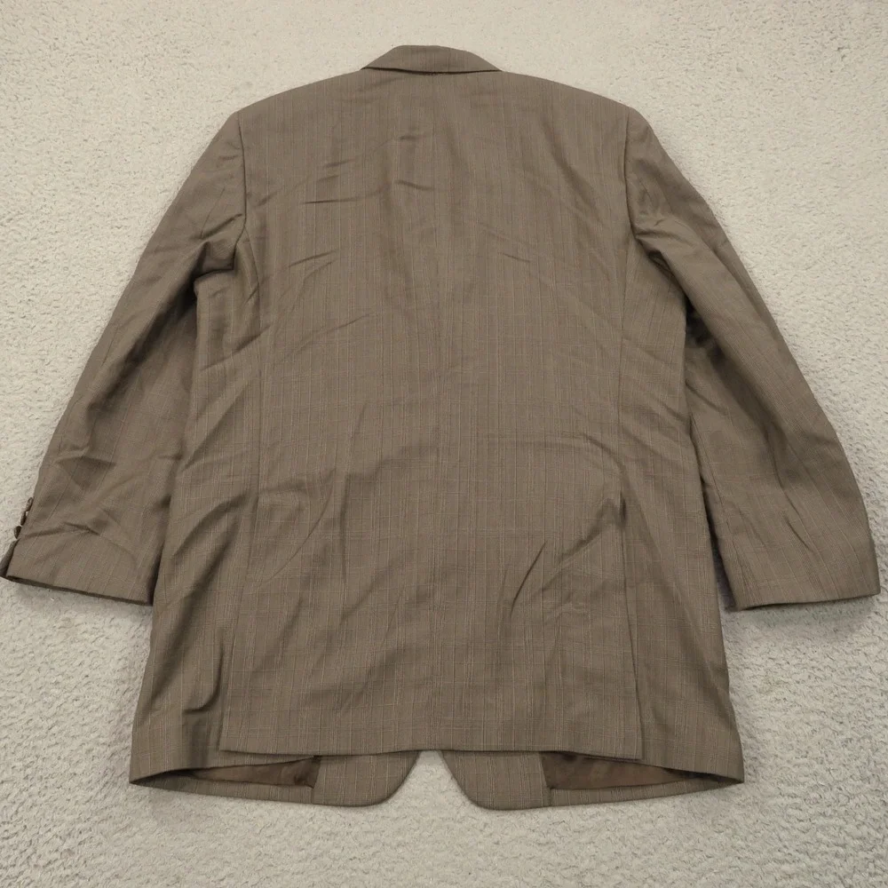 John Varvatos Suit 42R Super 120s Worsted Wool Brown Plaid 35x30 Trousers